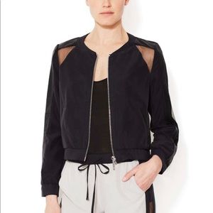 Stella & jamie leather trimmed bomber jacket